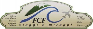 Insegna per l'Agenzia Viaggi "FCF" Viaggi Miraggi offerte Last Minute Crociere Viaggi in Pullman Viaggi di Nozze Italia Estero